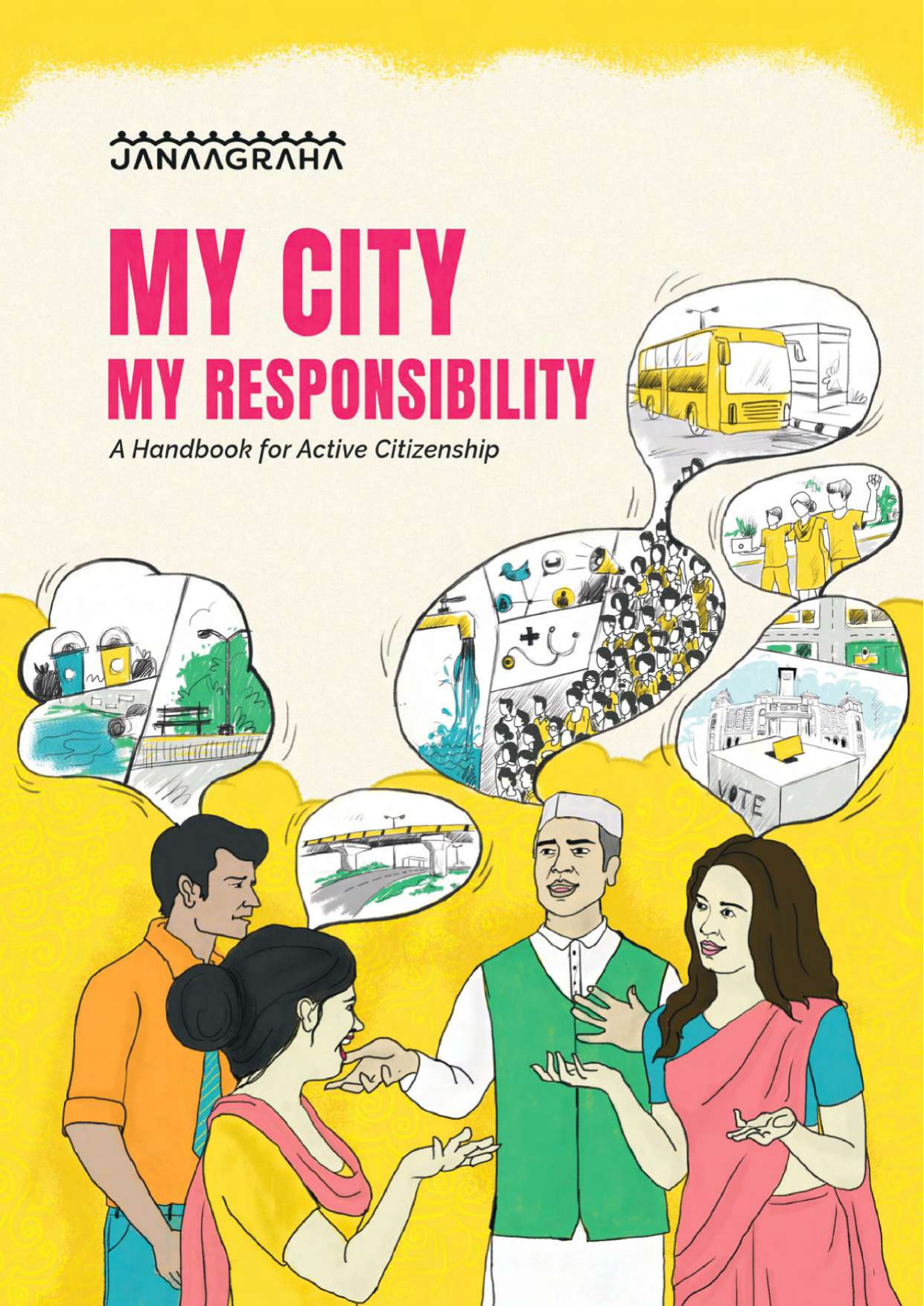 My City My Responsibility - Cover illustration showing citizens discussing urban issues